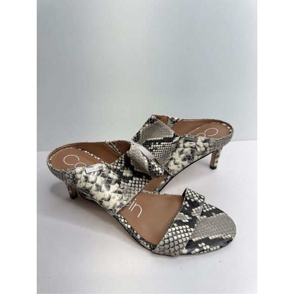Calvin Klein Sandals Size 8 Snakeskin Open Toe Leather Heels - Picture 5 of 10